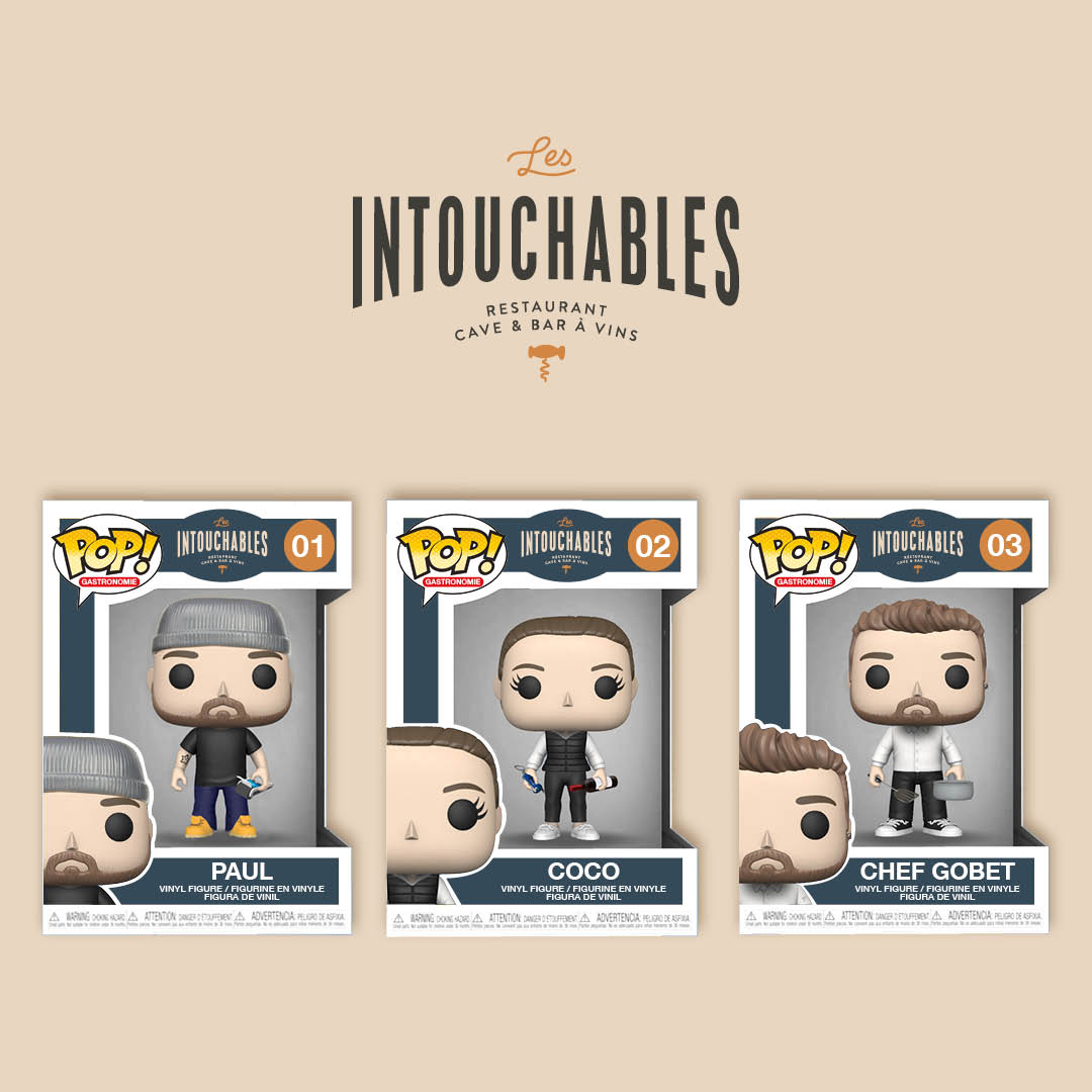 post_intouchables_1080x1080px Visuel représentant le design de marque du restaurant les intouchables. Identité de marque inoubliable et impactante.