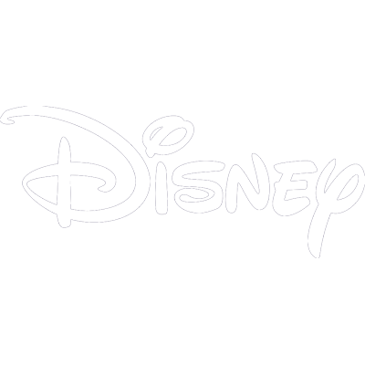Logo disney blanc, partenaire de notre agence Soon dans le 77